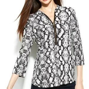 Calvin Klein python print half zip front shirt